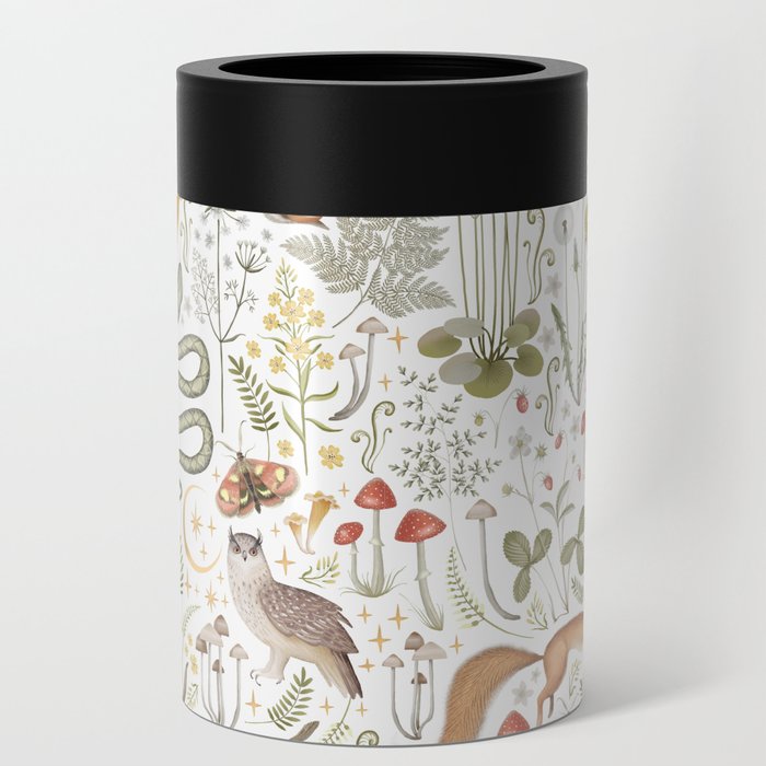 Enchanted Magical Midnight Forest Animals V Can Cooler