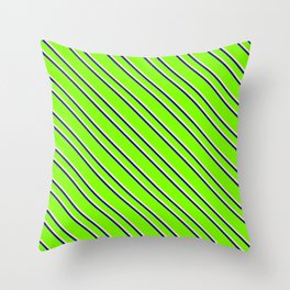 [ Thumbnail: Chartreuse, Bisque & Dark Blue Colored Lined/Striped Pattern Throw Pillow ]