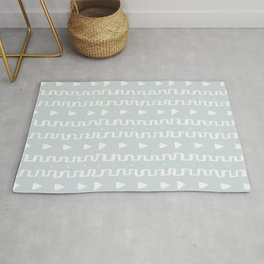 Merit Mud Cloth Light Blue and White Triangle Pattern Area & Throw Rug