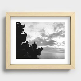 Balinese Temple In Black And White Sky Recessed Framed Print