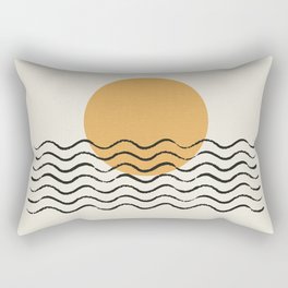 Ocean wave gold sunrise - mid century style Rectangular Pillow