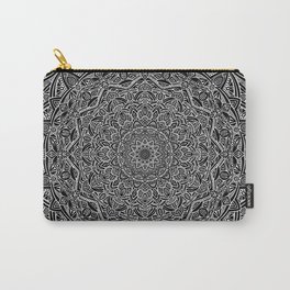 Most Detailed Mandala! Black and White Color Intricate Detail Ethnic Mandalas Zentangle Maze Pattern Carry-All Pouch