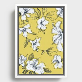 Eclectic Bouquet - Yellow Contemporary Drawing Framed Canvas