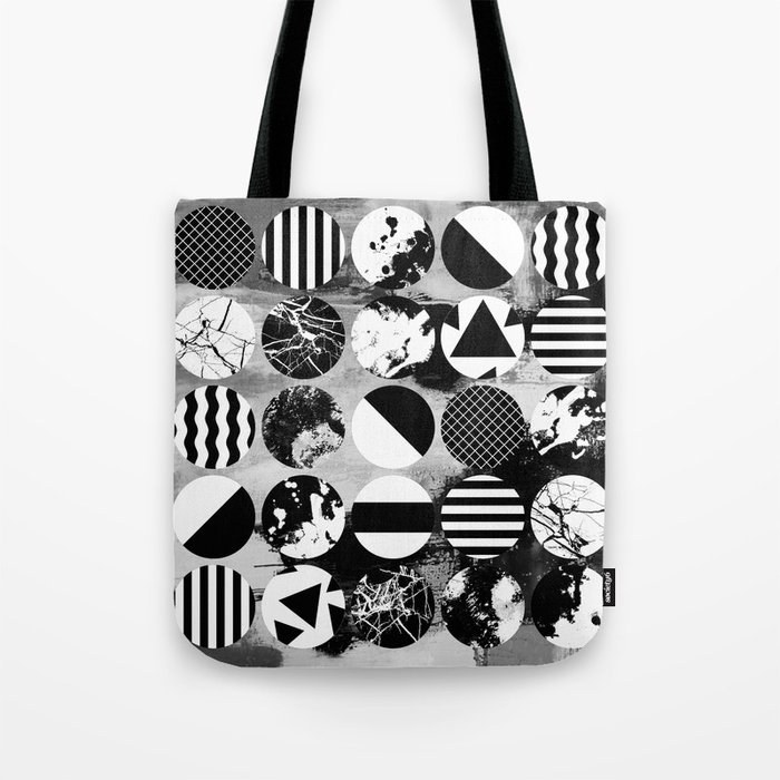 Eclectic Circles - Black and white, abstract, geometric, textured designs Tote Bag
