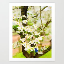 Dogwood Branch Art Print | Painting, Springflowers, Watercolor, Digital, Floral, Dogwood 