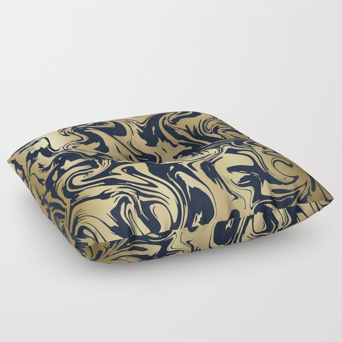 Marble Swirl in Navy and Gold Floor Pillow