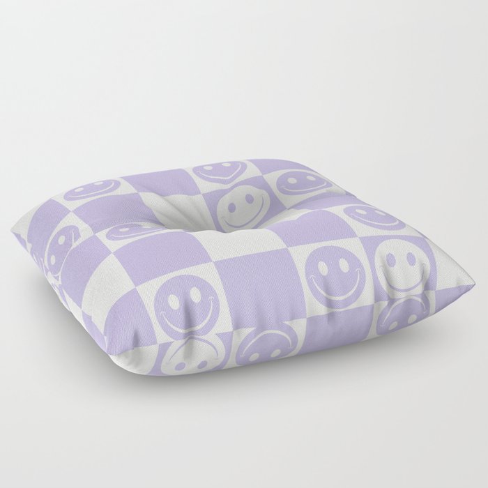 Lilac Smiley Gingham Floor Pillow