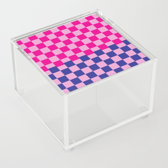 Retro Neon Checker in Pink and Blue Acrylic Box