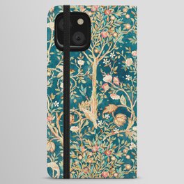 William Morris Vintage Melsetter Teal Blue Green Floral Art iPhone Wallet Case