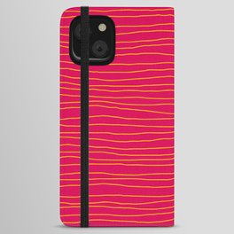 Hand Drawn Lines - Yellow / Dark Pink iPhone Wallet Case