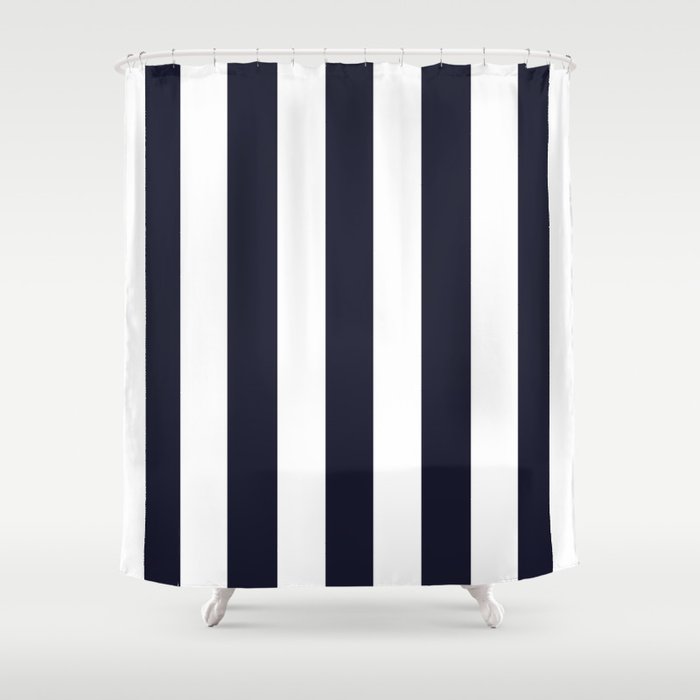 Elderberry blue - solid color - white vertical lines pattern Shower Curtain