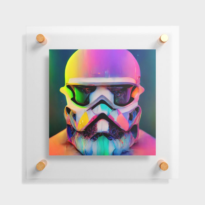 Psychedelic Soldier Helmet Floating Acrylic Print