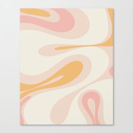Mellow Flow Retro 60s 70s Abstract Pattern Pale Pink and Mustard Canvas Print