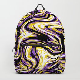 Subtle Nonbinary Pride Flag Liquify Marbled Abstract Backpack | Enby, Nbprideflag, Unmixedpaint, Graphicdesign, Marbled, Liquify, Lgbt, Subtle, Pridemonth, Abstract 