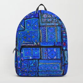 V2 Calm Blue Traditional Moroccan Cloth Texture. Backpack