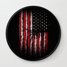 Red & white Grunge American flag Wall Clock | Military, Flag, Vintage, Stripes, Political, Independence, President, Army, Soldier, Patriot 