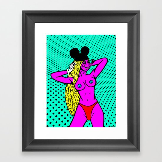 STRIKE A POSE. (Mouseketeer). (On Turquoise). Framed Art Print