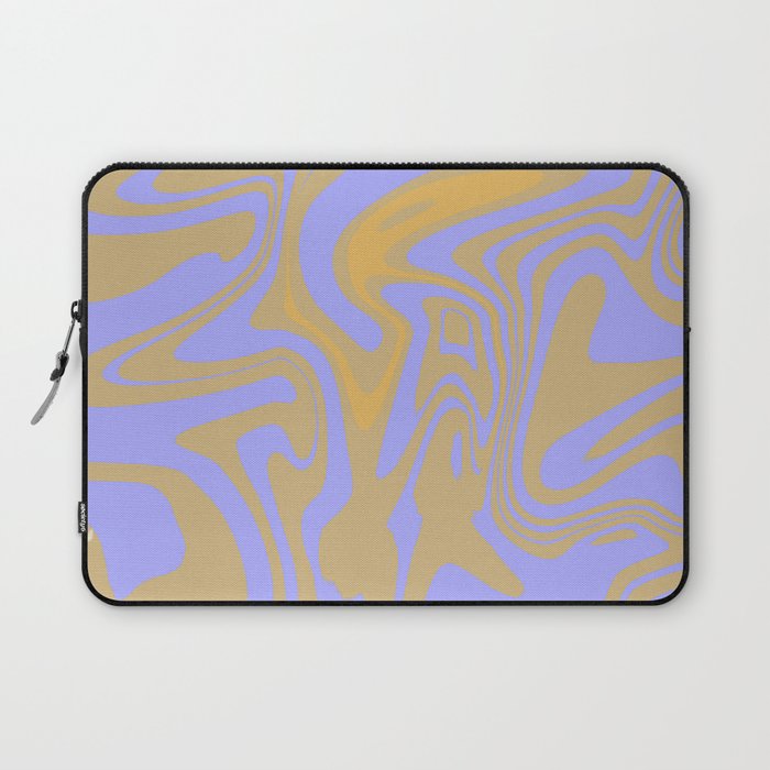 Periwinkle And Mustard Yellow Liquid Marble ,Swirl Abstract Pattern, Laptop Sleeve