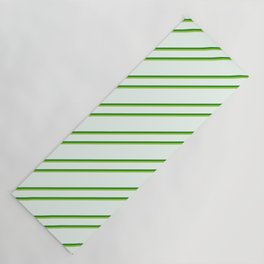 [ Thumbnail: Mint Cream, Forest Green, and Green Colored Striped/Lined Pattern Yoga Mat ]