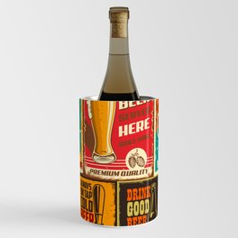 Set of beer poster in vintage style with grunge textures and beer objects Wine Chiller