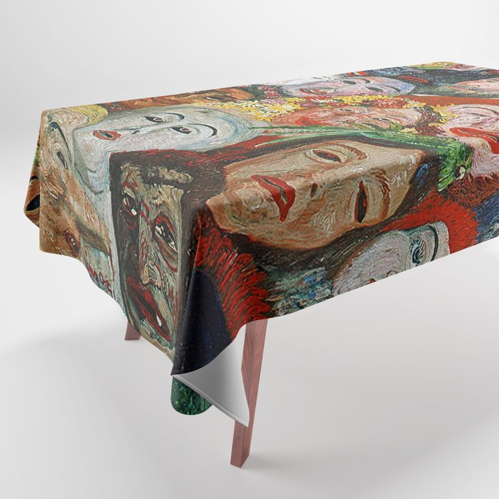 A face in the crowd; Ensor with Masks, selfportrait, Ensor aux masques grotesque art portrait