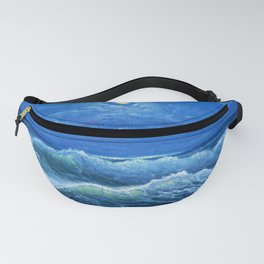 oil painting showing waves in ocean or sea on canvas Fanny Pack