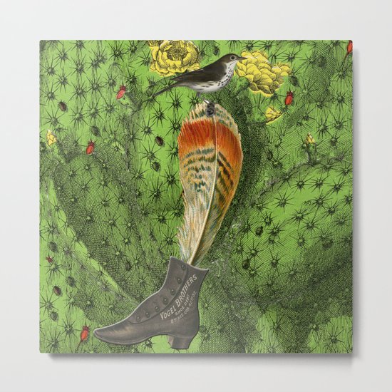 oiseau cactus plume Metal Print
