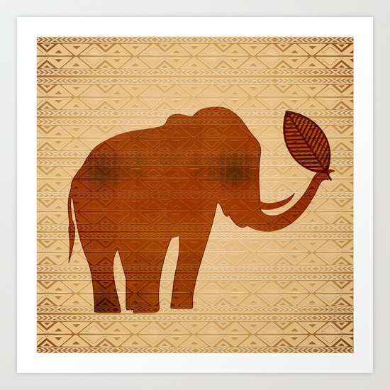 Elephant Tribal Art Design Art Print