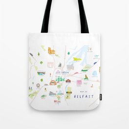 Illustrated Map of Belfast Tote Bag