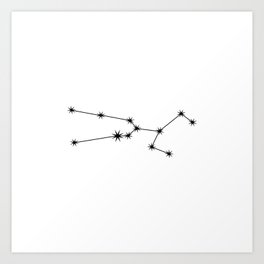TAURUS White & Black – Zodiac Astrology Star Constellation Art Print