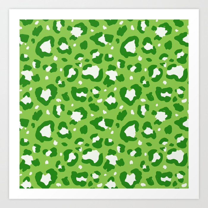 Monogreen Leopard Spots Pattern Art Print