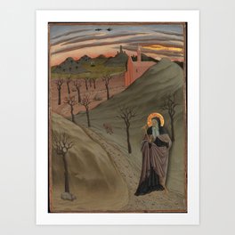 Saint Anthony the Abbot in the Wilderness,ca. 1435 Art Print | White, Illustration, Religion, Church, Spiritual, Saint, Vector, Jesus, Faith, Cross 