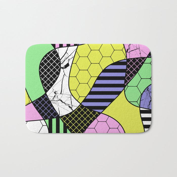 Pastel Collage - Multi patterned, abstract, pastel themed geometric art Bath Mat