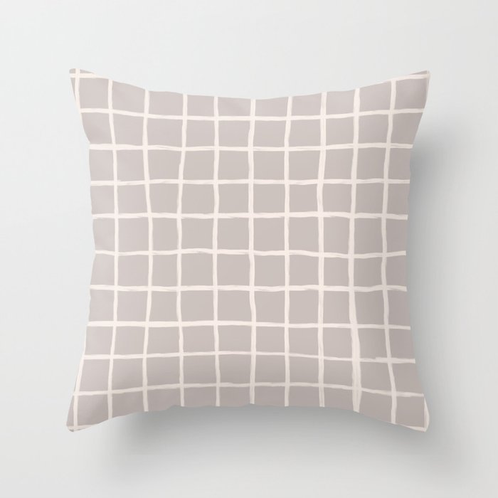 70s 60s Retro Neutral Checkered Grid Throw Pillow