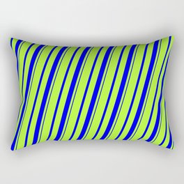 [ Thumbnail: Light Green and Blue Colored Striped/Lined Pattern Rectangular Pillow ]