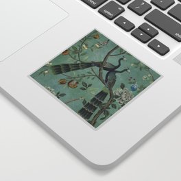 A Teal of Two Birds Chinoiserie Sticker