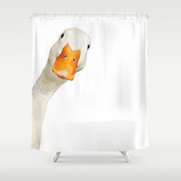 Sneaky White Duck Shower Curtain