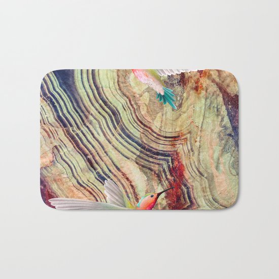 hummingbirds marble Bath Mat