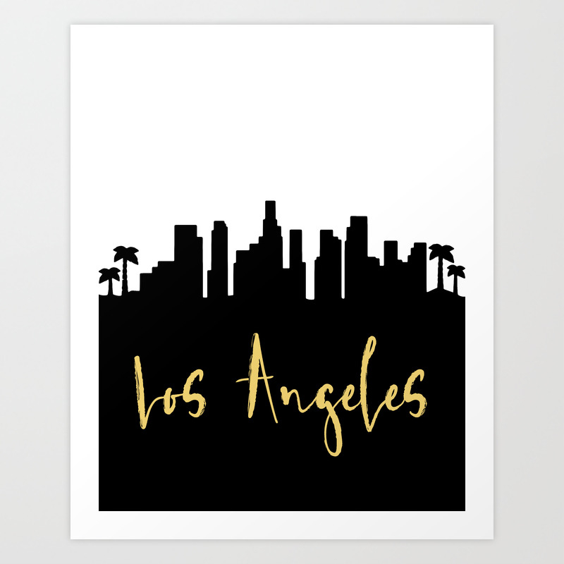 Los Angeles California Designer Silhouette Skyline Art Art Print