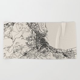 Palermo - Italy | City Map - Black and White Beach Towel