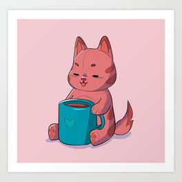 Coffee Cat 02 Art Print
