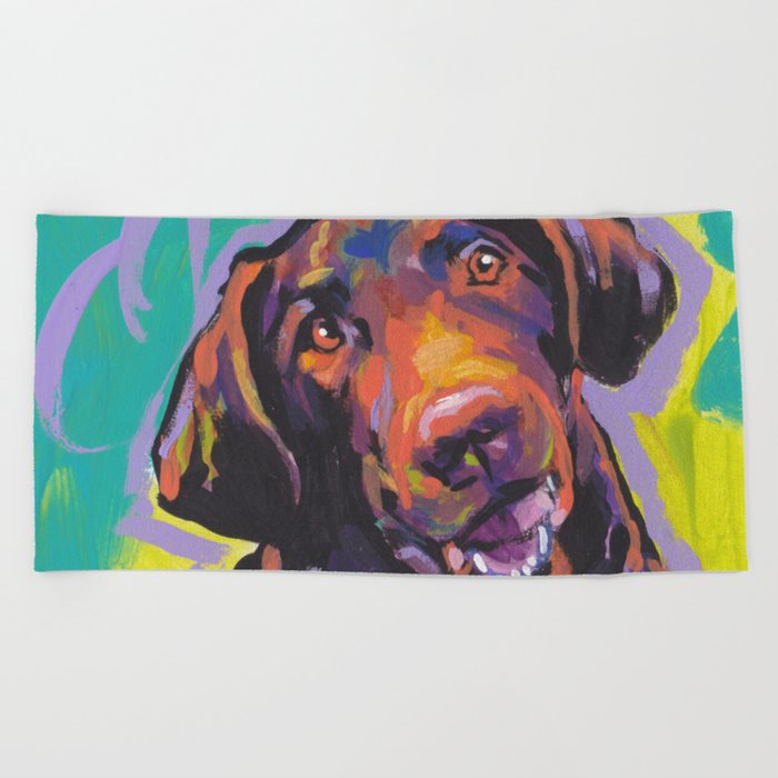 Fun Chesapeake Bay Retriever Bright Colorful Pop Art Painting By Lea Beach Towel By Wilddogs Society6