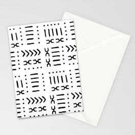 White Black Mud Cloth Pattern Stationery Card