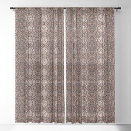 Liquid Light Series 56 ~ Orange & Grey Abstract Fractal Pattern Sheer Curtain