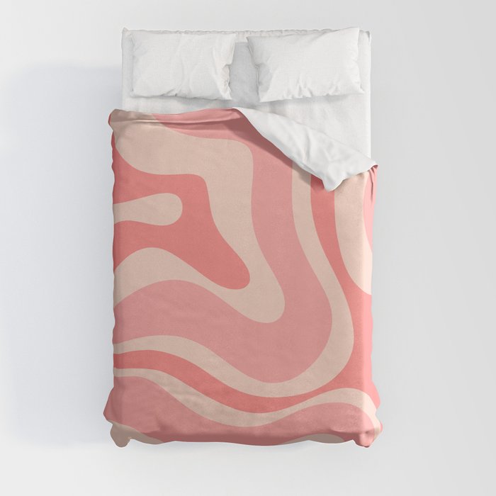 Blush Pink Modern Retro Liquid Swirl Abstract Pattern Square Duvet Cover