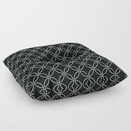Black and White Four Leaf cement circle tile. Geometric circle decor pattern. Digital Illustration b Floor Pillow