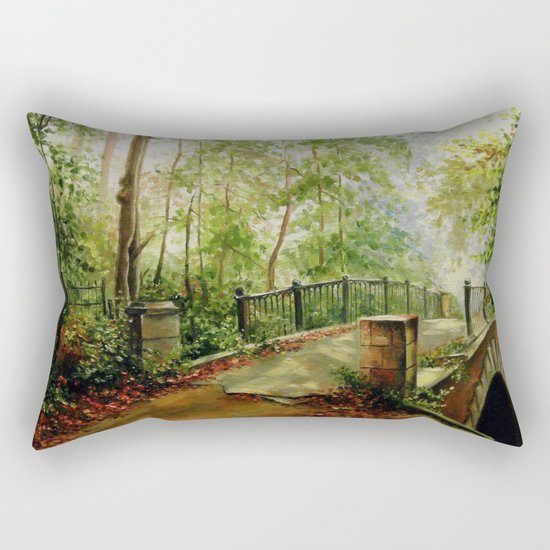 Old bridge in the forest Rectangular Pillow