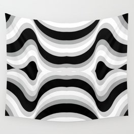 Gray scale Wavy Pattern Wall Tapestry
