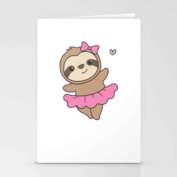 Sloth Is Dancing Ballet Cute Sloths Are Dancing Stationery Cards