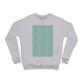 Modern Tropical Floral Pattern in Teal and Beige Crewneck Sweatshirt